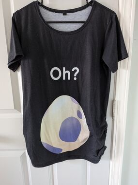 Maternity Pokemon Go Tee "Oh?" 10k Egg Print Stretchy side For Bump Friendly